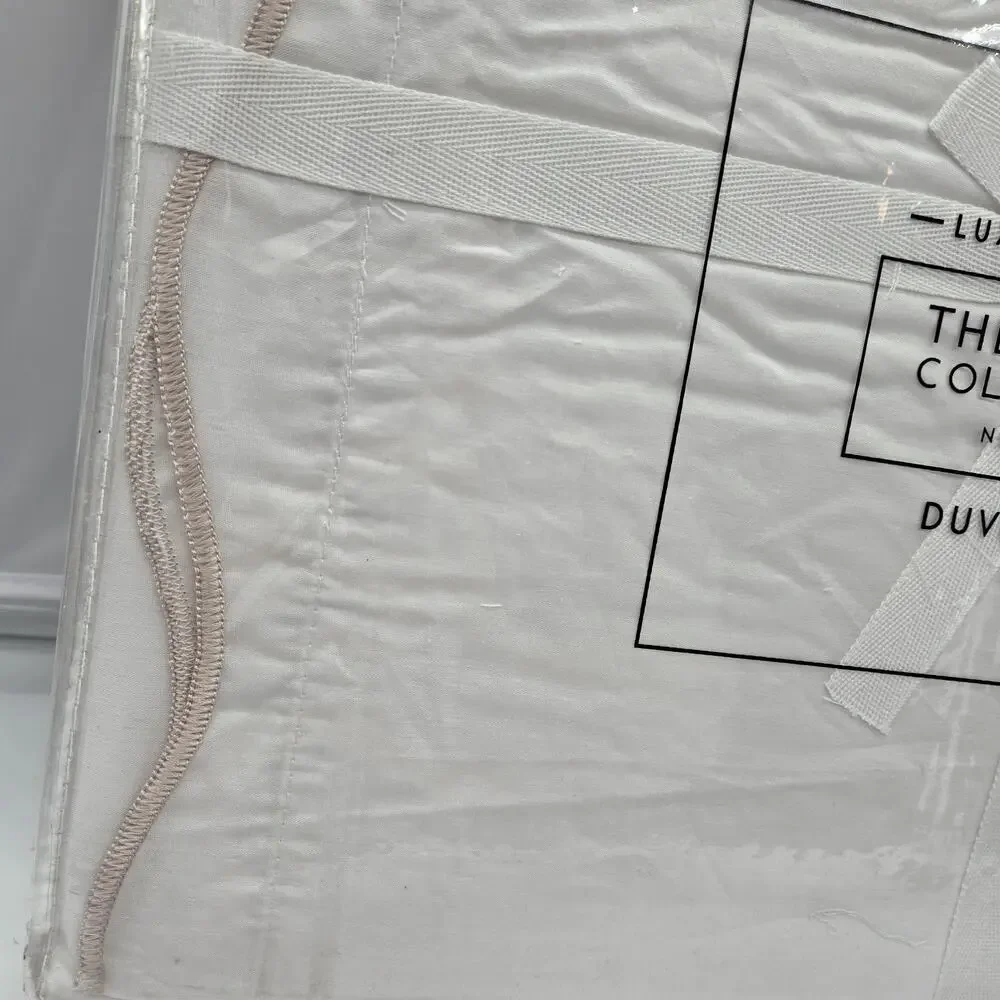 Hotel Collection Duvet Set KING White Embroidered Scalloped Trim Cotton CRISP WH